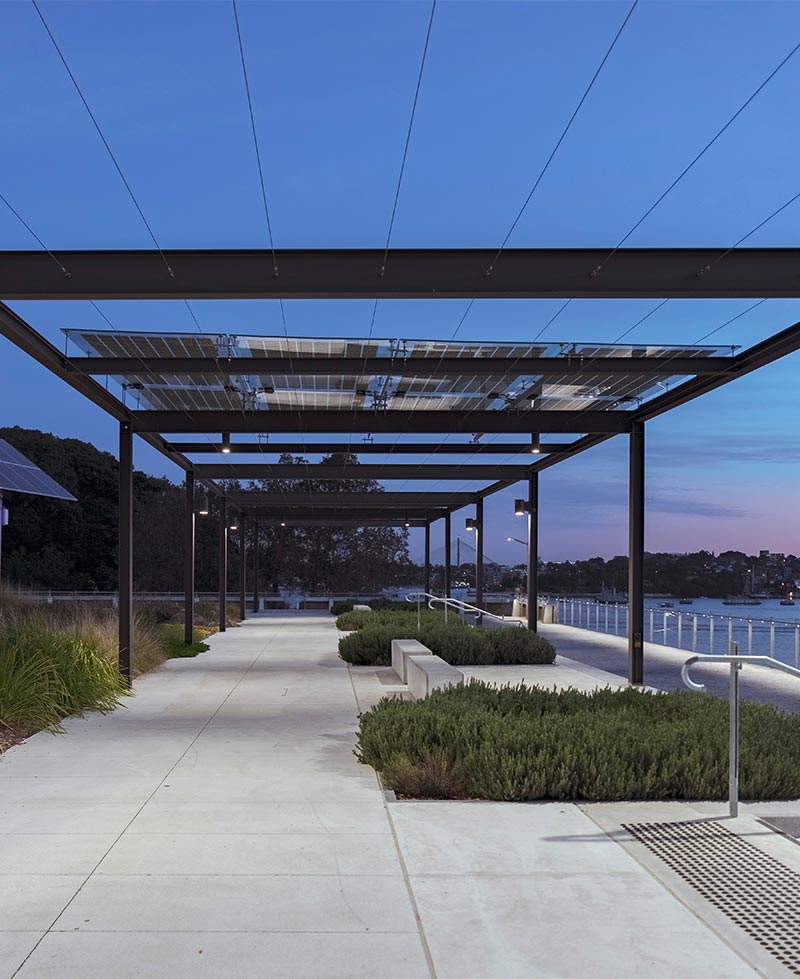 Waterfront&Specality Ligman ceiling and wall-mounted exterior lighting at a waterfront development