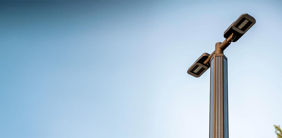 A Zenith solar streetlight as seen from below